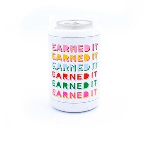 Packed Party stainless steel can cooler earned it beer coozie holder